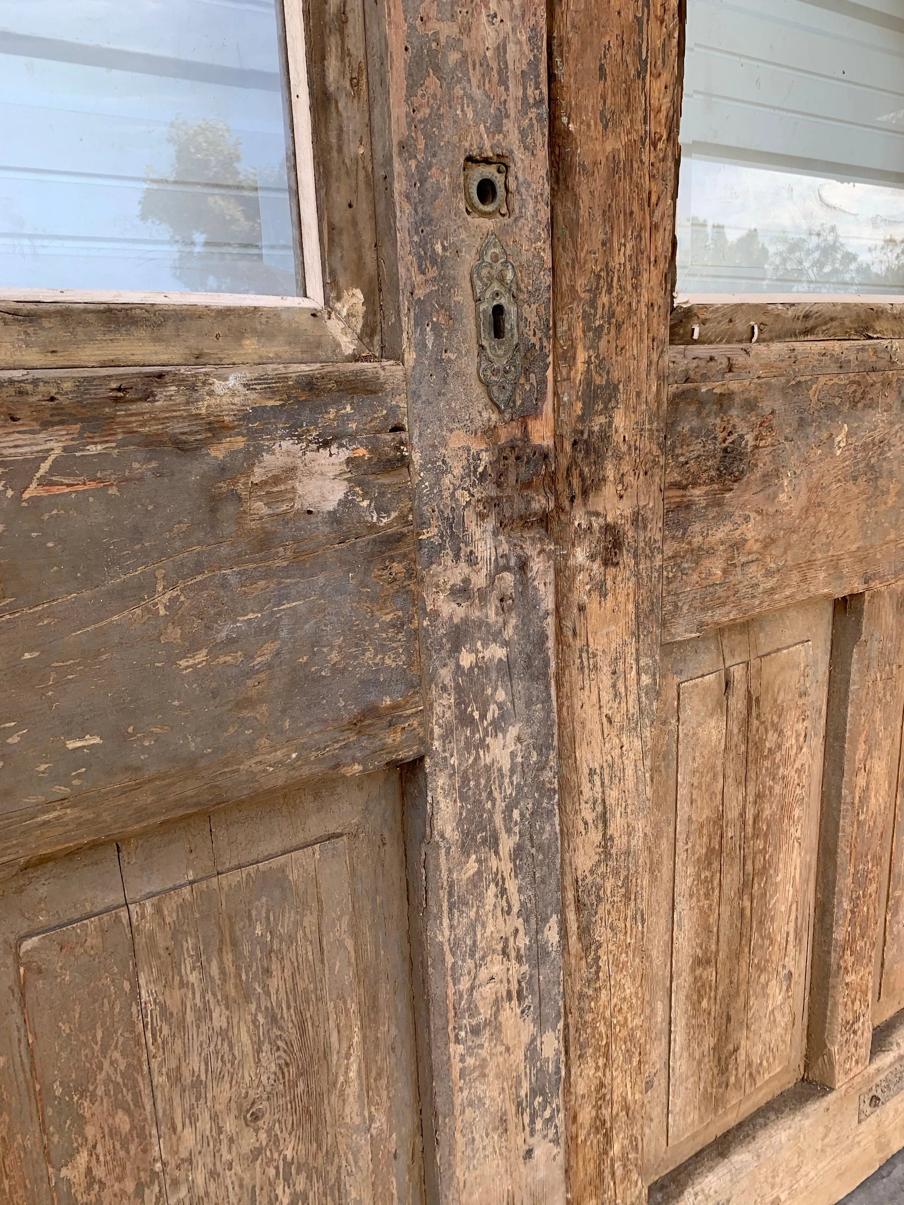 Pair of Wood Carved Antique Doors with Single Lite