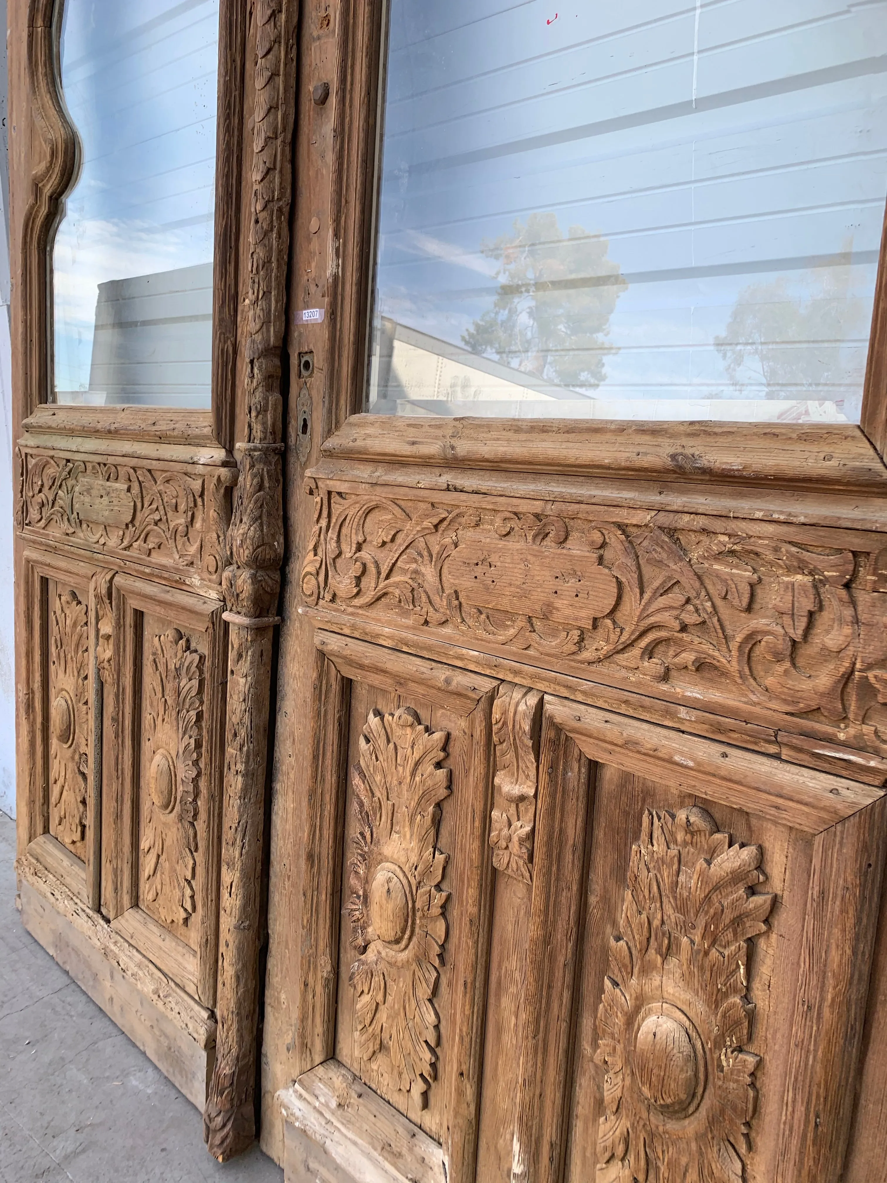 Pair of Wood Carved Antique Doors with Single Lite