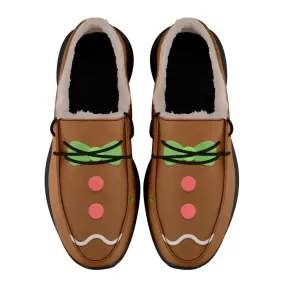 Personalized Santa Sneakers, Custom Christmas Shoes, Furry Lining Shoes, Warm Casual Shoes