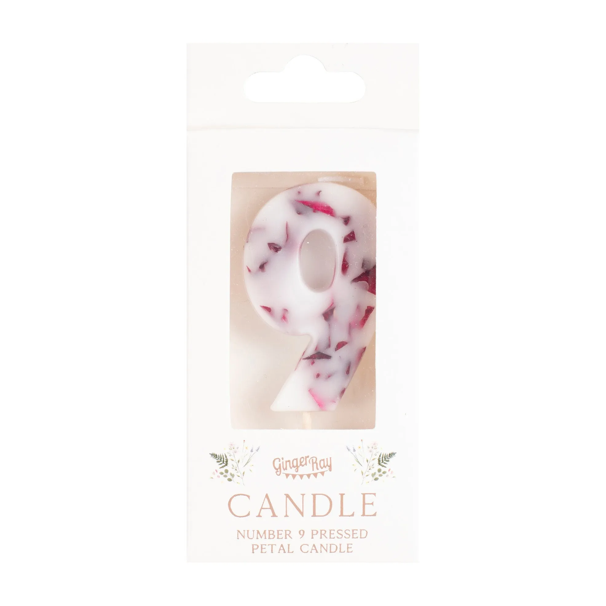 Pressed Petal Number 9 Birthday Candle