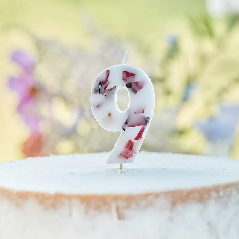 Pressed Petal Number 9 Birthday Candle