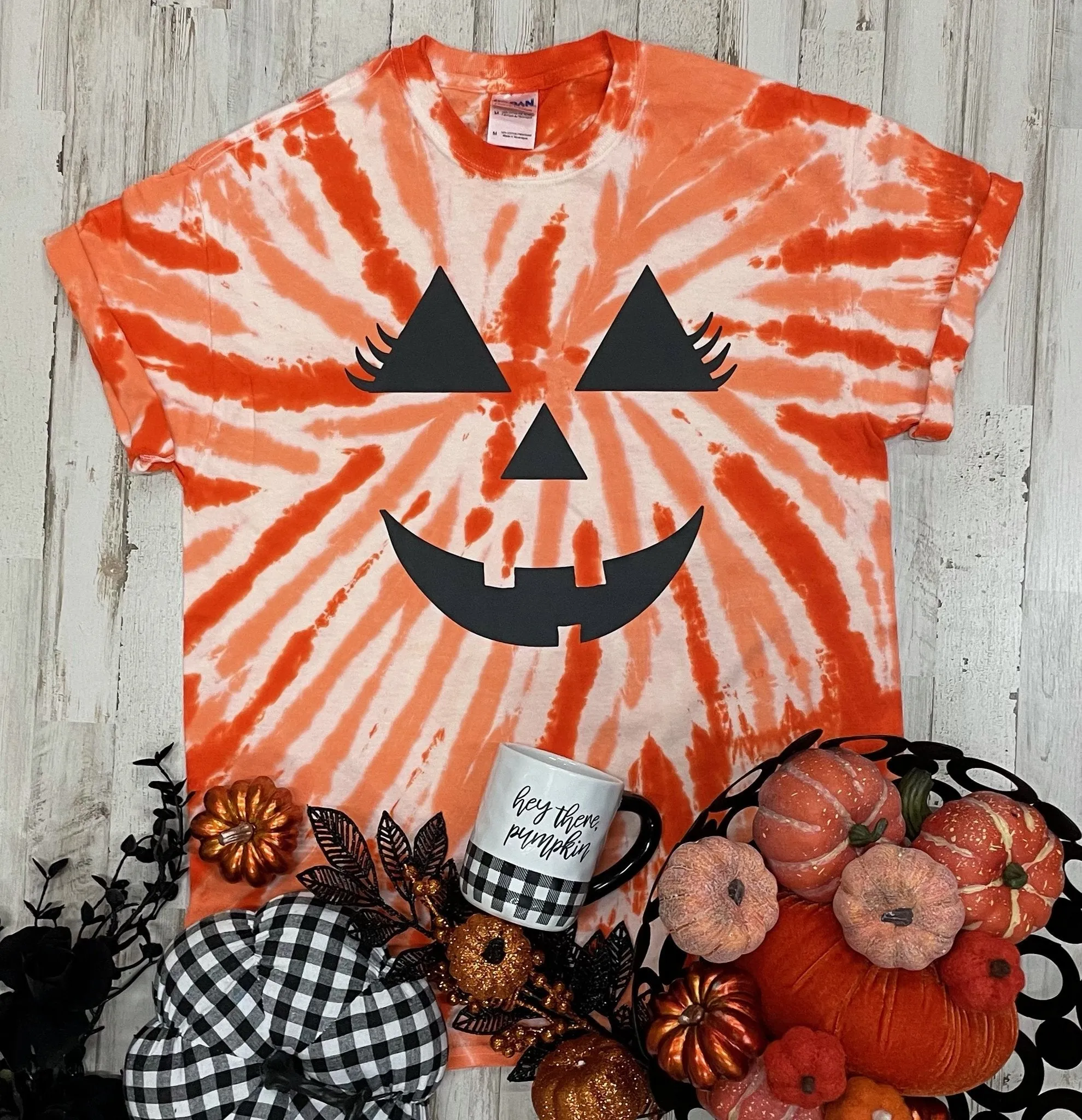 Pumpkin Face Jack-O-Lantern Tie Dye Tee - Unisex Shirt