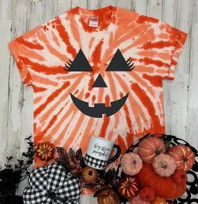 Pumpkin Face Jack-O-Lantern Tie Dye Tee - Unisex Shirt