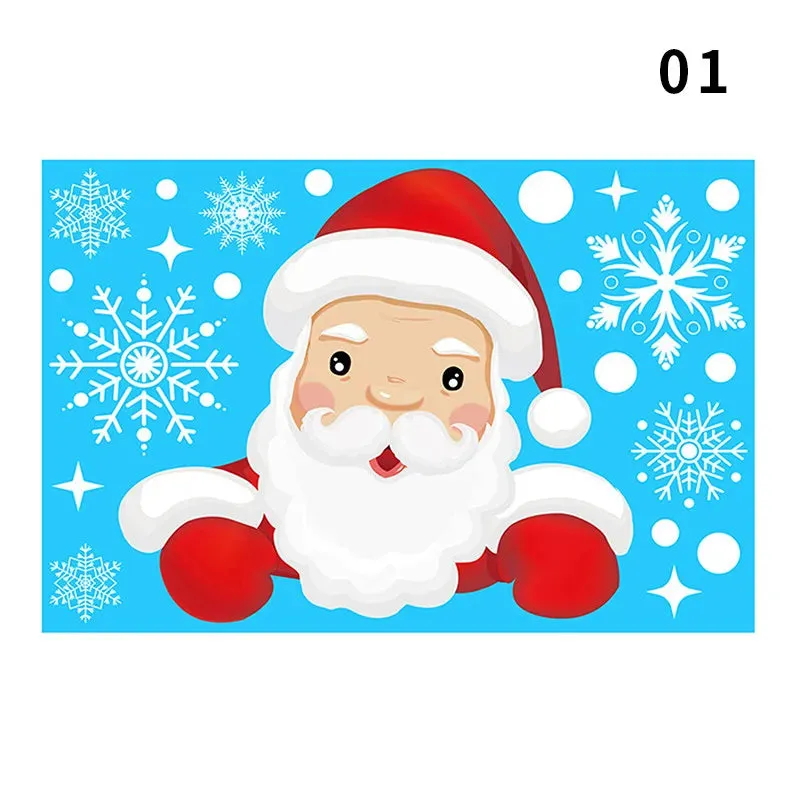 Removable Santa Elk Window Stickers for Festive Decor