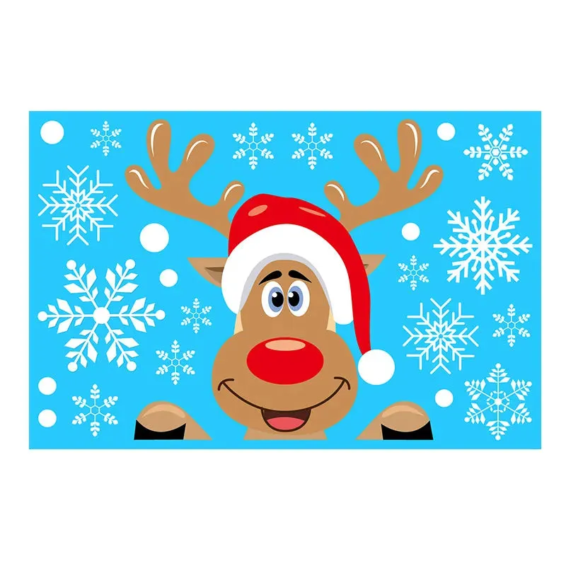 Removable Santa Elk Window Stickers for Festive Decor