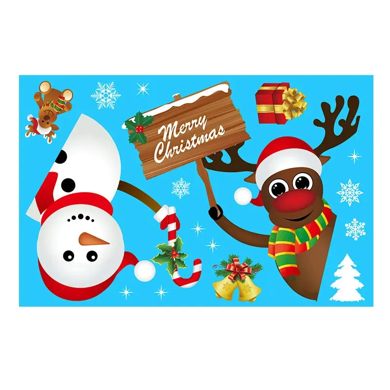 Removable Santa Elk Window Stickers for Festive Decor