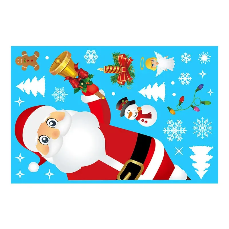 Removable Santa Elk Window Stickers for Festive Decor