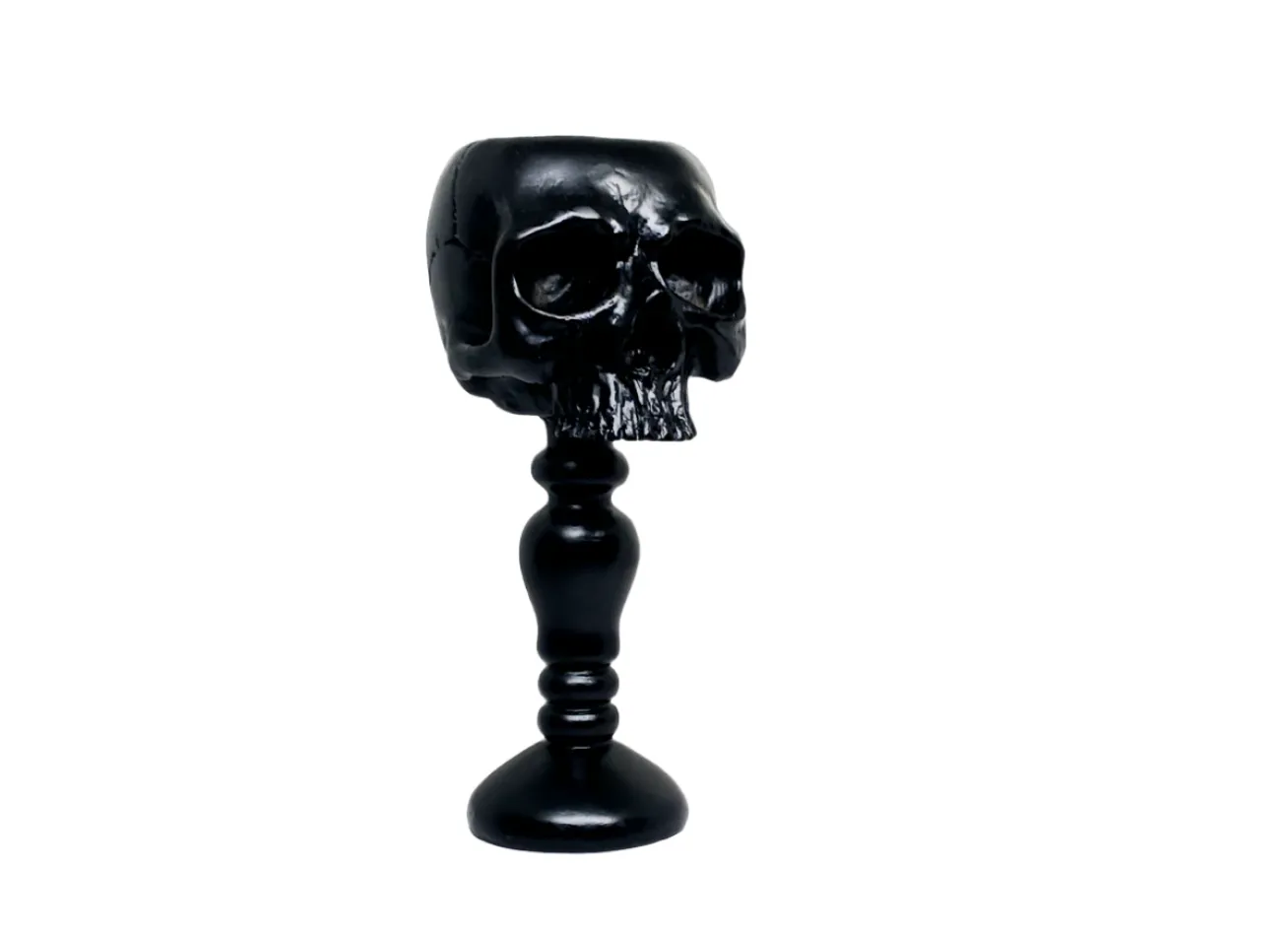 Resin Skull Tall Candle Holder