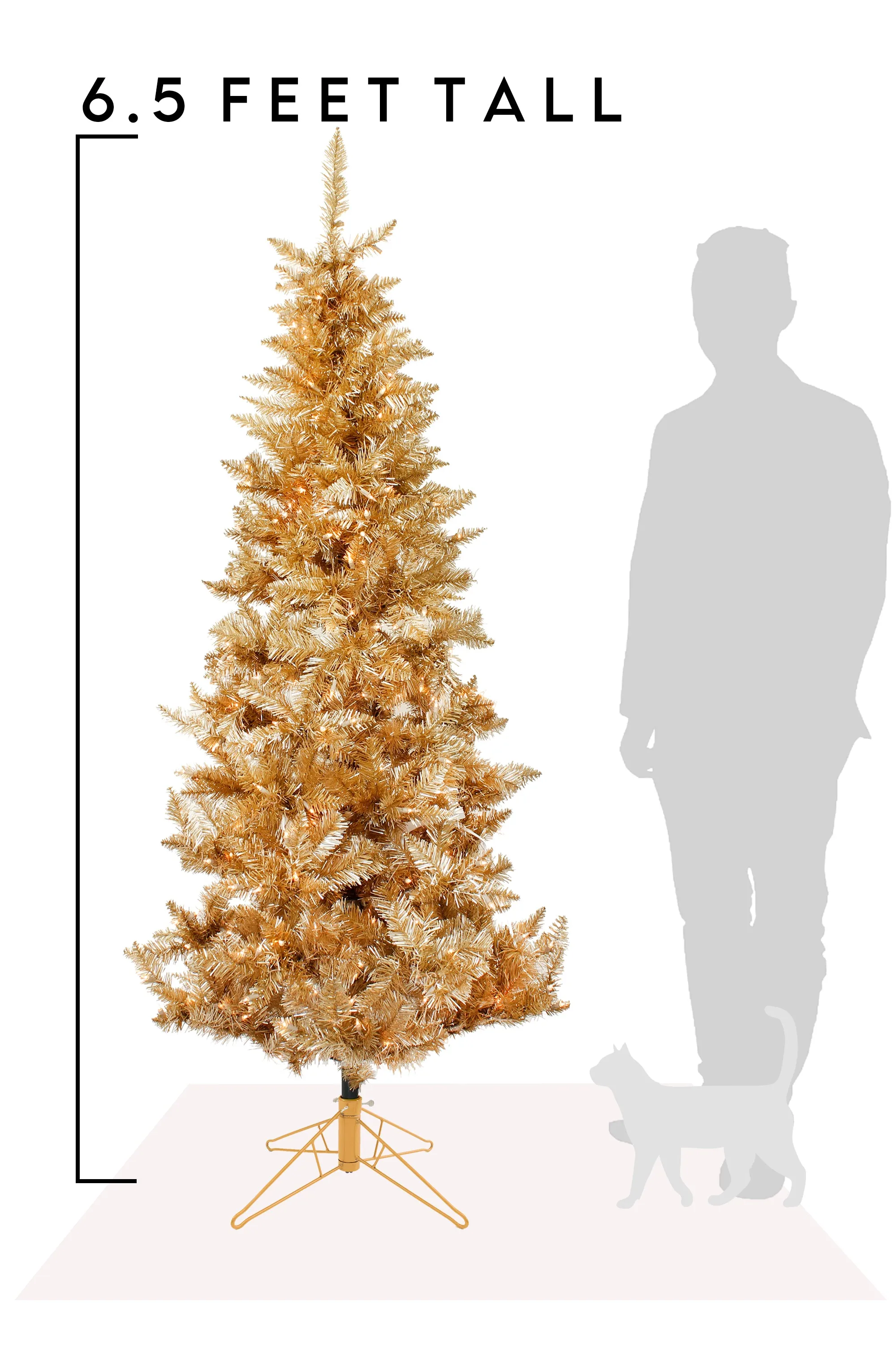 Rose Gold Slim Prelit Christmas Tree with Warm White Lights
