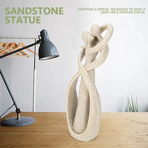 Sandstone Statue, Handmade Sandstone Kiss Lovers Couple Statue Abstract Sculpture Statue Art Craft Decoration