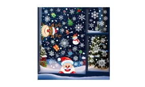 Santa & Elk Christmas Window Stickers