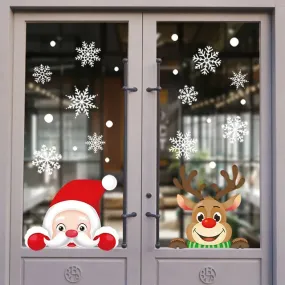Santa Claus Elk Christmas Window Stickers for Home Decor
