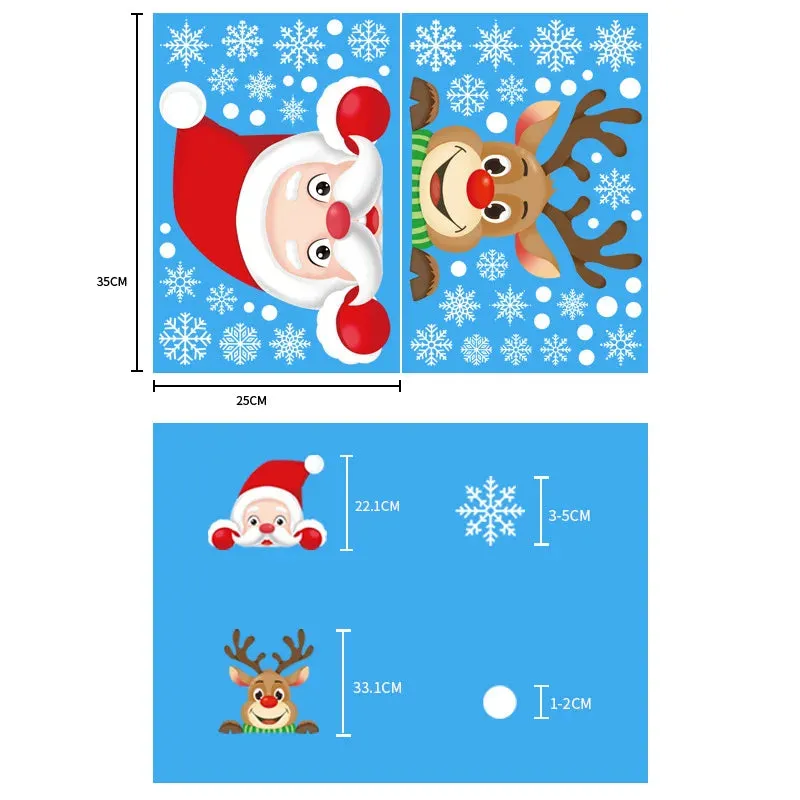 Santa Claus Elk Christmas Window Stickers for Home Decor