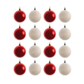 Shatterproof Red White Christmas Ball Ornaments Set 8cm 16pcs