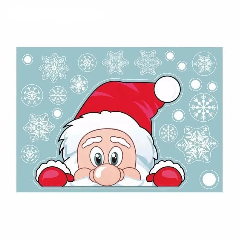 Snowflakes, Santa, & Elk Christmas Window Stickers