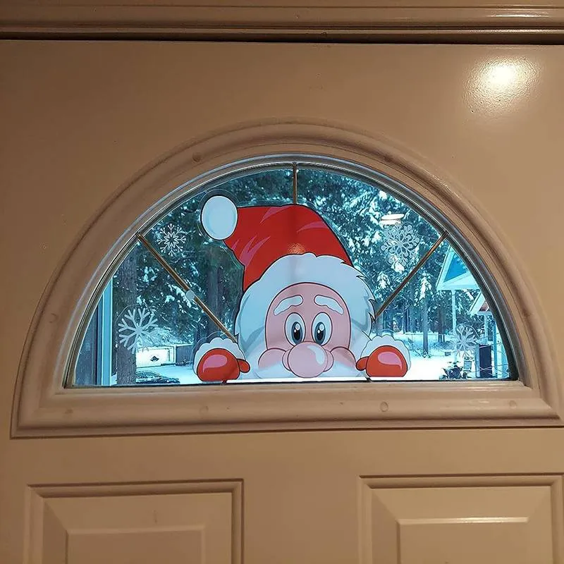 Snowflakes, Santa, & Elk Christmas Window Stickers
