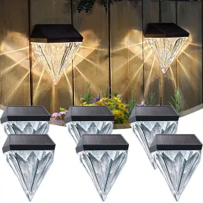 Solar Fence Lights Diamond, Deck Lights Outdoor Waterproof Step Lights Solar Powered for Garden Yard Patio Stair, Wall Mount