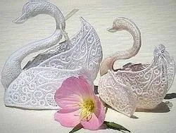Swan Custodian in freestanding lace