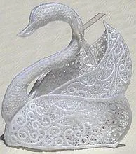 Swan Custodian in freestanding lace