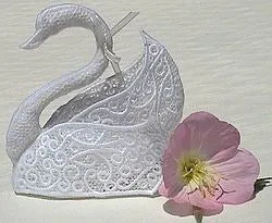 Swan Custodian in freestanding lace