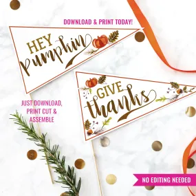 Thanksgiving Printable Pennant Flag | Thanksgiving Watercolor Printable Pennant Flag | Thanksgiving Hostess Gift