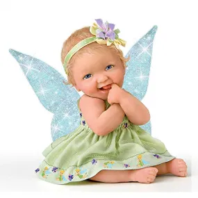 The Ashton - Drake Galleries Am I Cute Or What Realistic Lifelike Artist's Resin Baby Statue In a Tinkerbell Fairy Princess Dress Precious Pixies Collection by Doll Artist Cheryl Hill 5.25"-inches