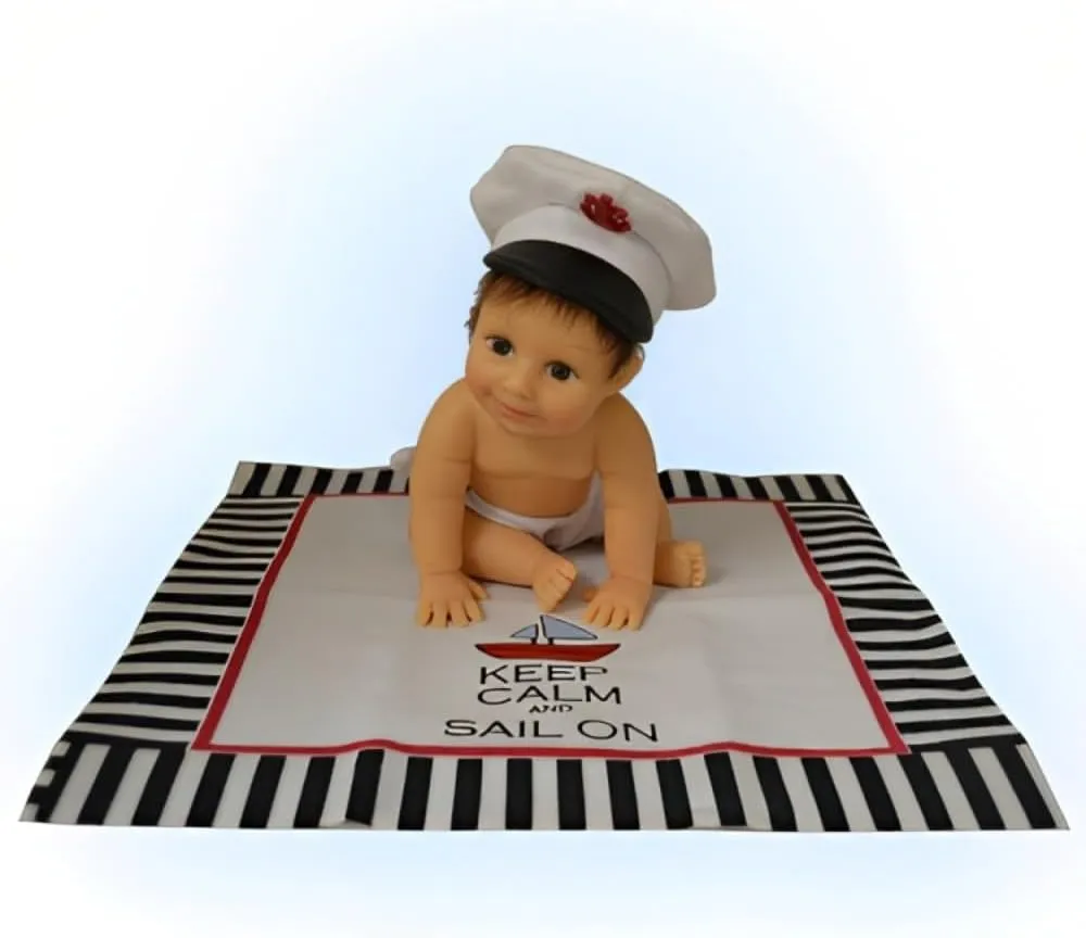 The Ashton-Drake Galleries Hats Off to You Baby Collection Issue #22: 'Keep Calm, Sail On' Baby Resin Doll with Blanket by Sherry Rawn 5.5-Inches