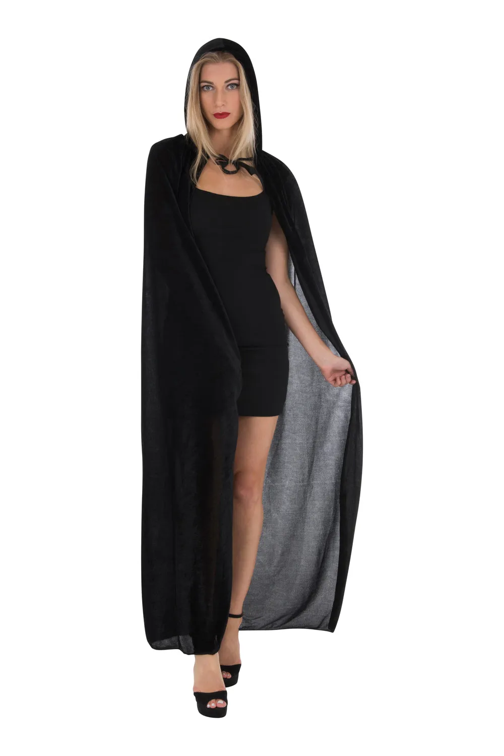 Unisex Fancy Dress Black Velvet Cloak Length 140cm
