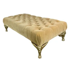 Upholstered Bench, Tufted, Honey Colored Velvet