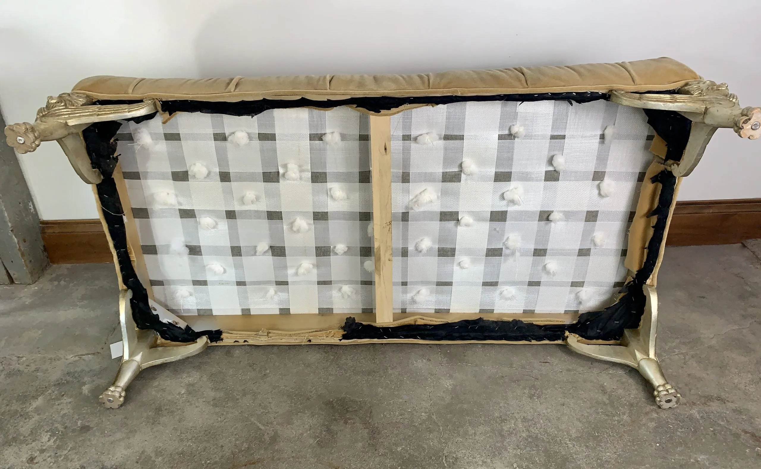 Upholstered Bench, Tufted, Honey Colored Velvet