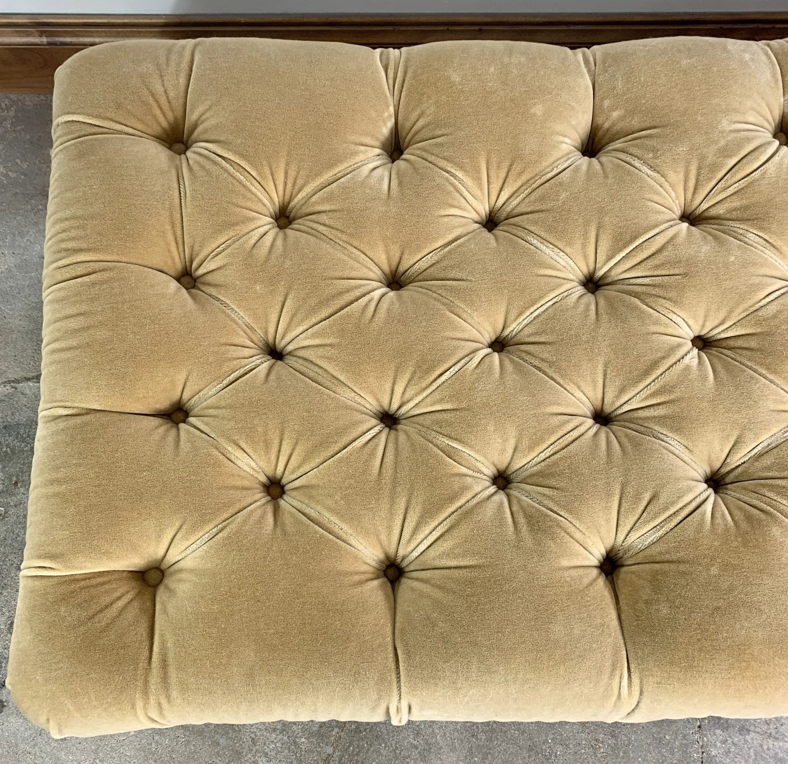 Upholstered Bench, Tufted, Honey Colored Velvet