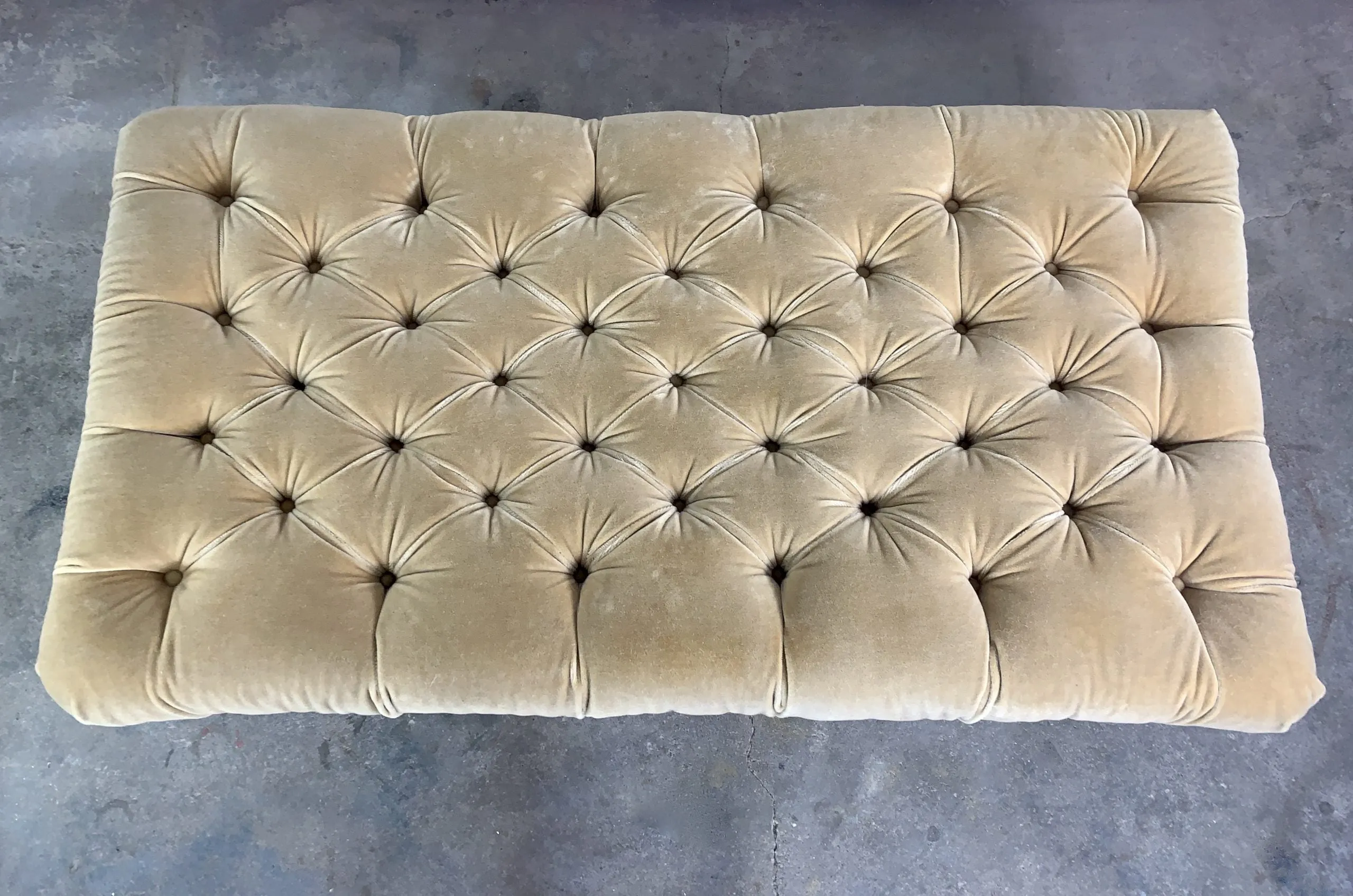 Upholstered Bench, Tufted, Honey Colored Velvet