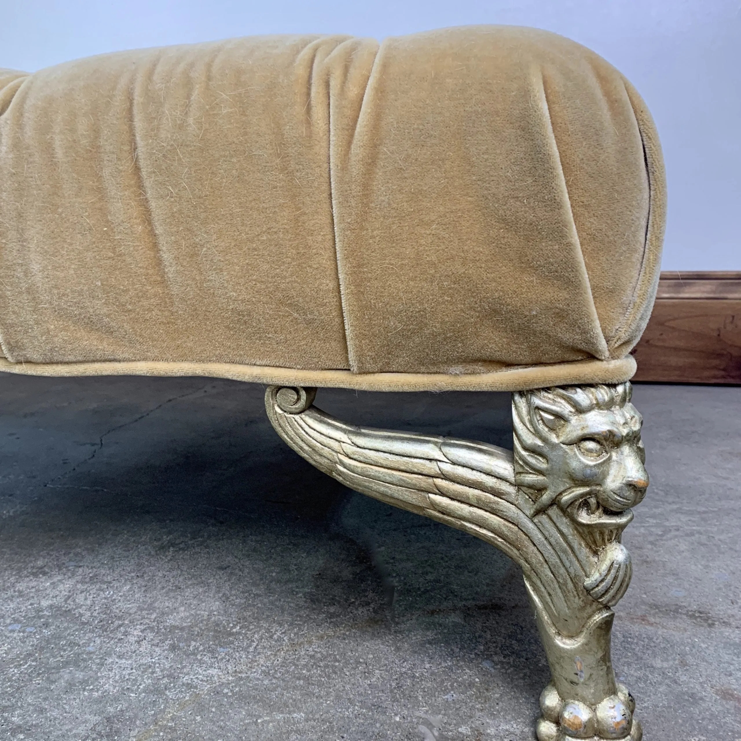 Upholstered Bench, Tufted, Honey Colored Velvet
