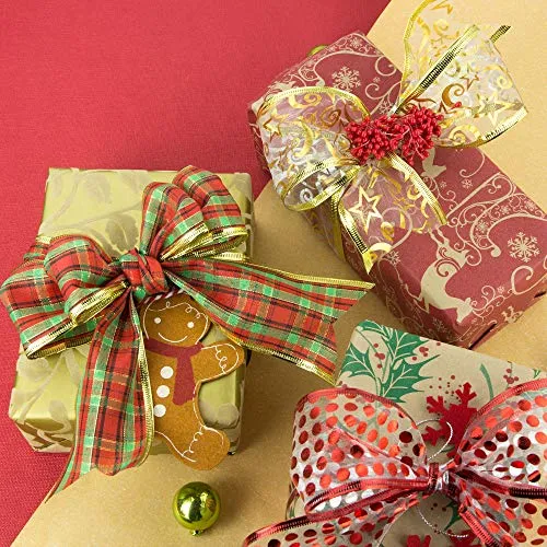 VATIN Fall Wired Ribbon for Wreath Bows Craft Trim, Gift Wrapping Ribbons Fall Leaves Ribbon Mesh Sheer, 2.5 Inch Wide 30 Yards