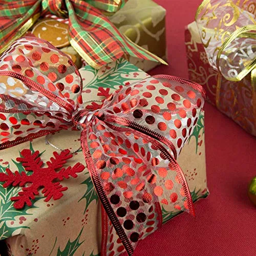 VATIN Fall Wired Ribbon for Wreath Bows Craft Trim, Gift Wrapping Ribbons Fall Leaves Ribbon Mesh Sheer, 2.5 Inch Wide 30 Yards