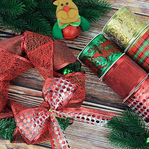 VATIN Fall Wired Ribbon for Wreath Bows Craft Trim, Gift Wrapping Ribbons Fall Leaves Ribbon Mesh Sheer, 2.5 Inch Wide 30 Yards