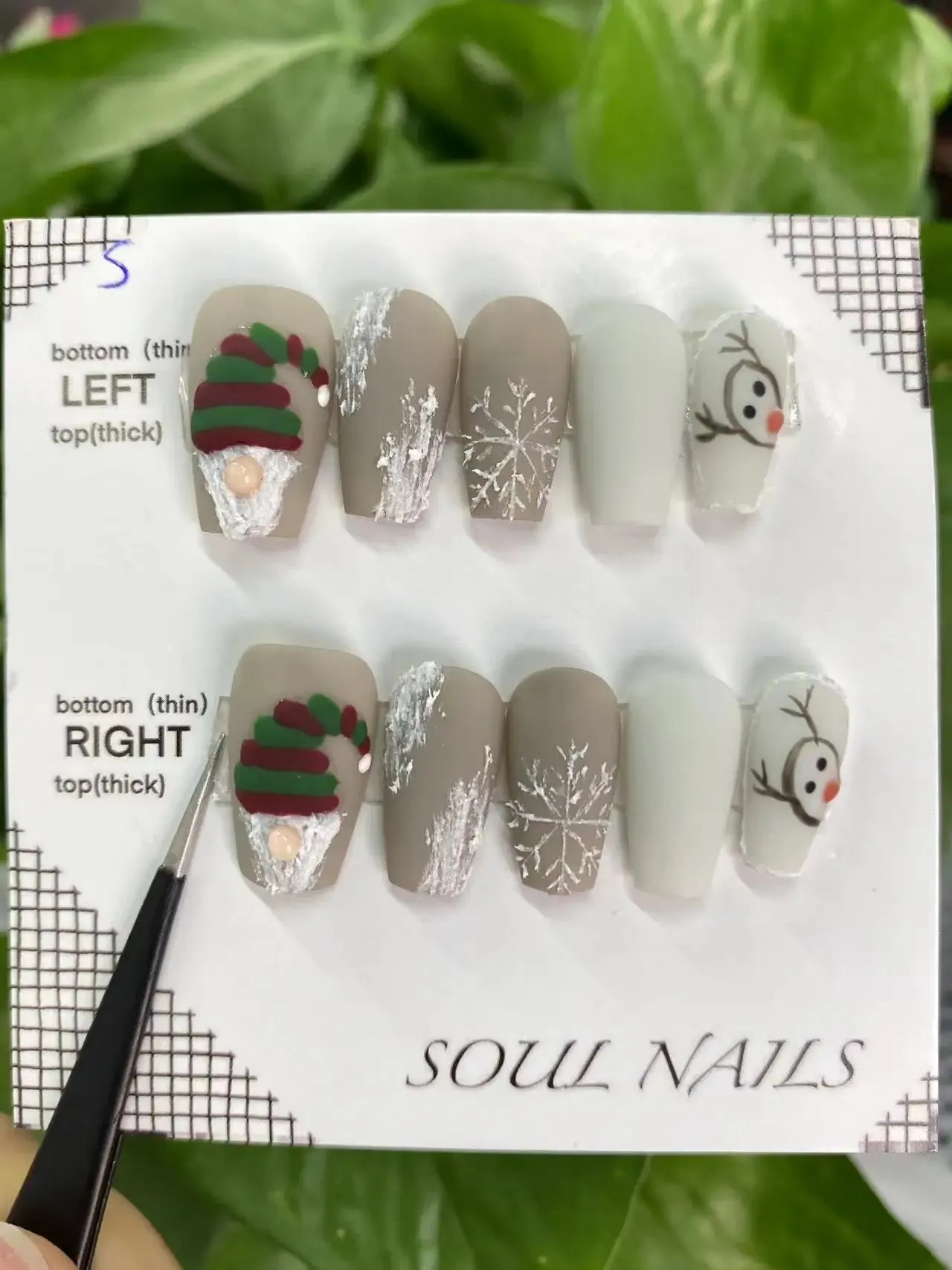 Wenkouban-24PCS Christmas Snow Elk Tree Fake Nails Reusable Stick On Nails Press on Full Cover 3D False Nail Tips DIY Manicure Dropship