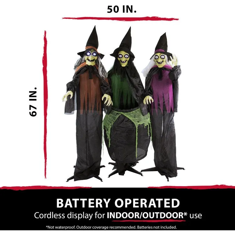Willow, Wilma, and Winney the Witches Life-Size Animatronic Poseable Indoor/Outdoor Halloween Decoration