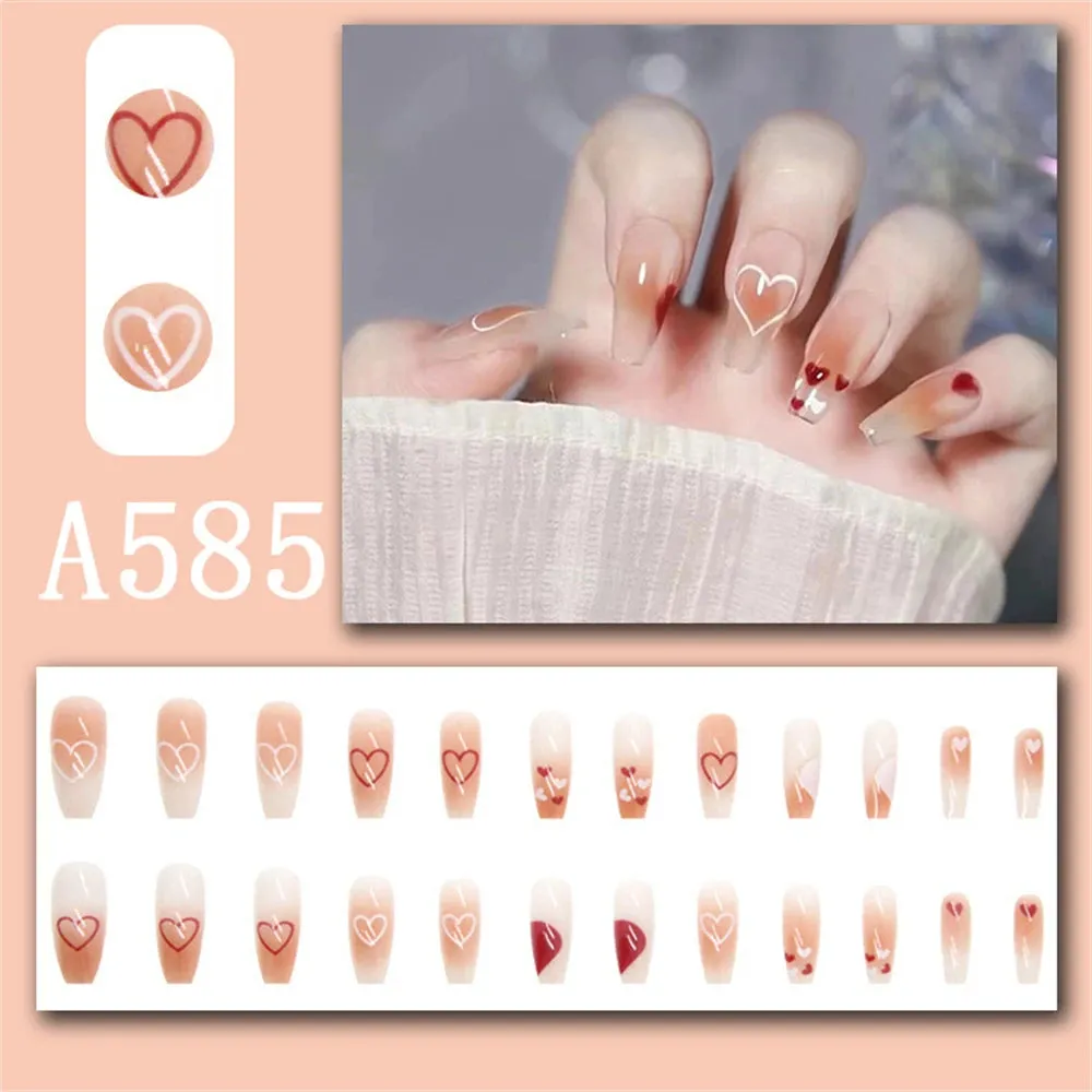 Wjczt Box New Christmas Elk Snowflake Fake Nails Artificial Short Round Press on Acrylic Nails Tips Coffin Nail with Glue