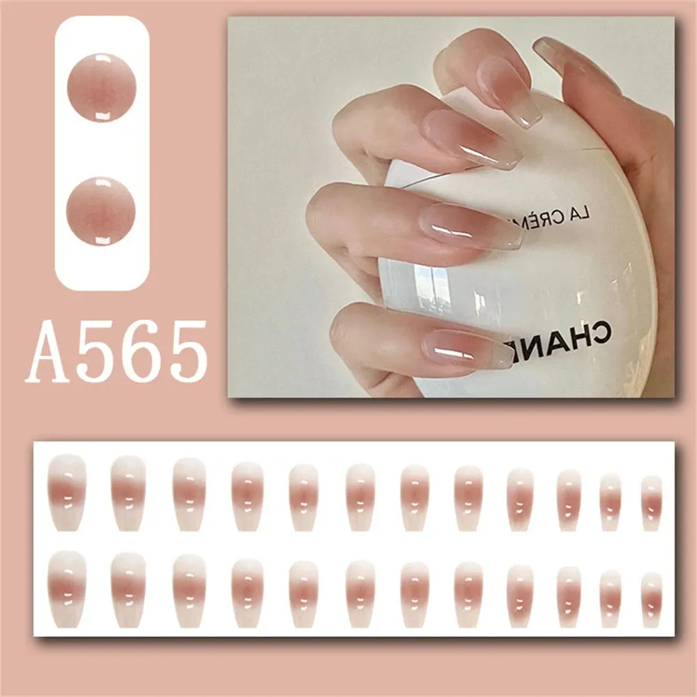 Wjczt Box New Christmas Elk Snowflake Fake Nails Artificial Short Round Press on Acrylic Nails Tips Coffin Nail with Glue