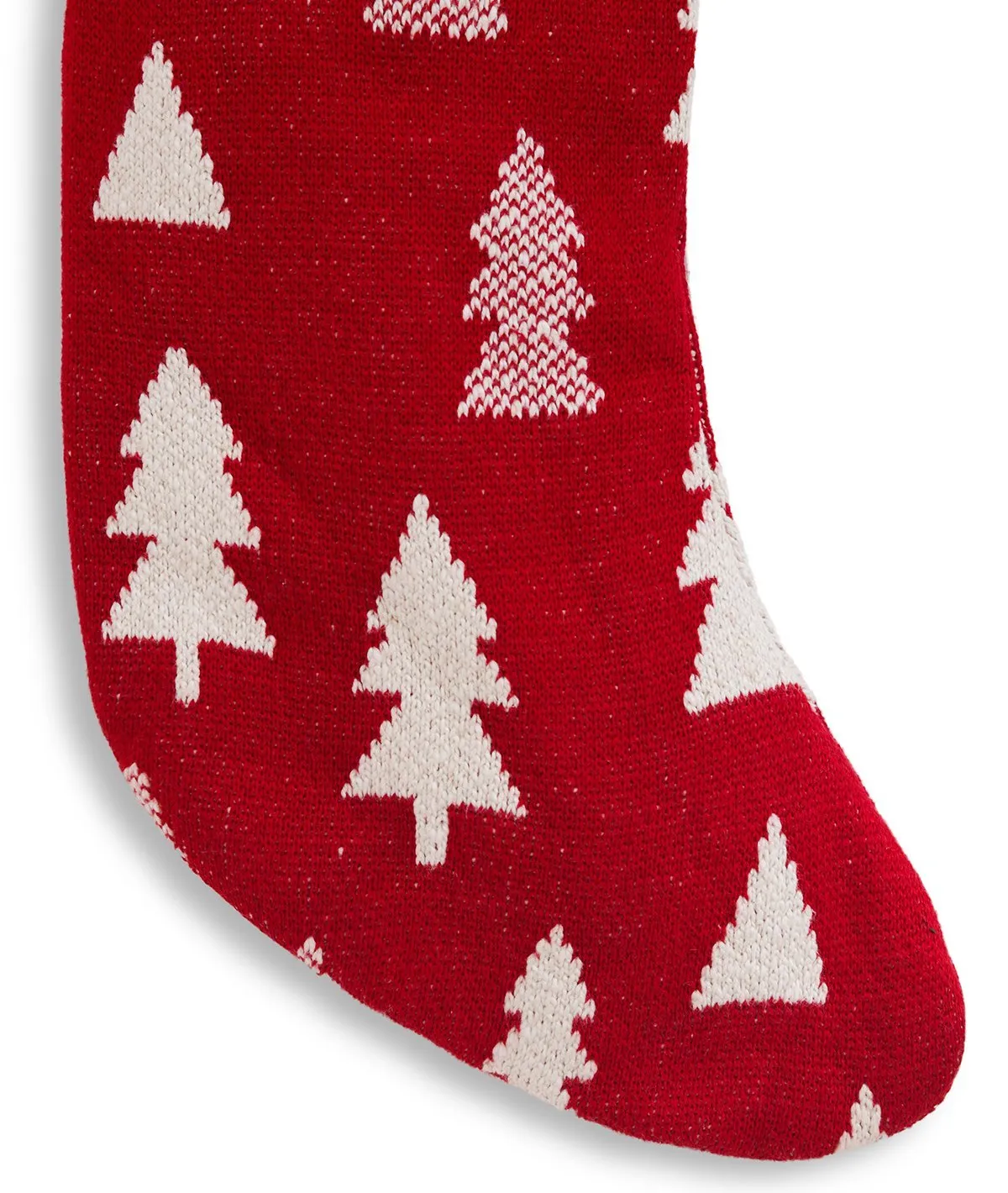 X-mas Tree - Red & Natural Color Cotton Knitted Christmas Decorative Stocking